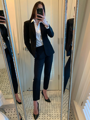 Black blazer styled for business professional