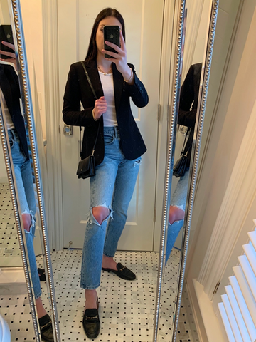 Black blazer styled for casual chic