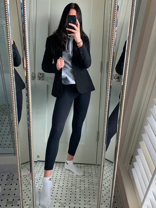 Black blazer styled for work from home