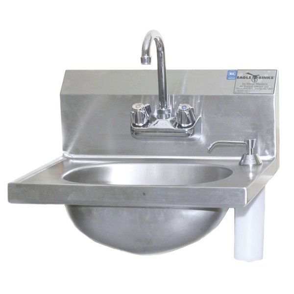 Eagle Group Hsa 10 F Ds Hand Sink With Gooseneck Faucet Deck Mount Soap Dispenser And Basket Drain