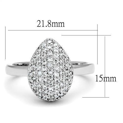 3W1211 - Rhodium Brass Ring with AAA Grade CZ in Clear