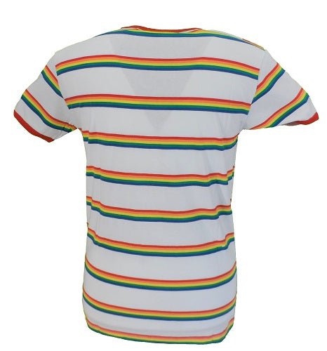 Herren Gestreift Rainbow T-Shirt Indie Mod Psychedelische Hippie 70s Jahre 