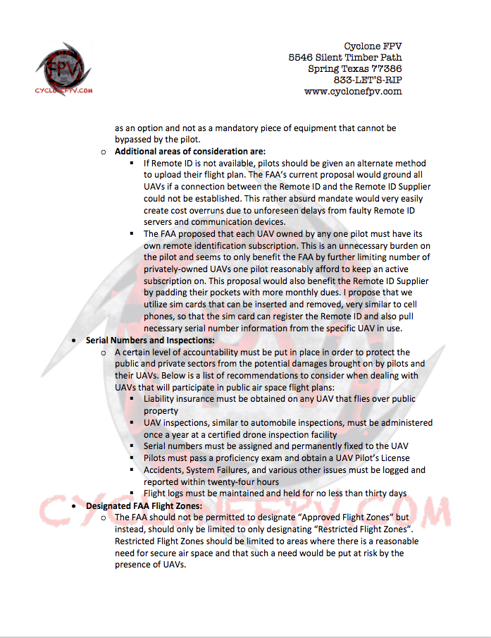 Cyclone FPV FAA Response to Remote ID Proposal Page 7