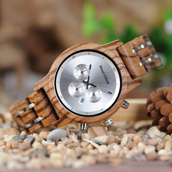 Die Armbanduhr "Kirschbaum" von Wood o'clock erhälst du auch mit silbernen Ziffernblatt