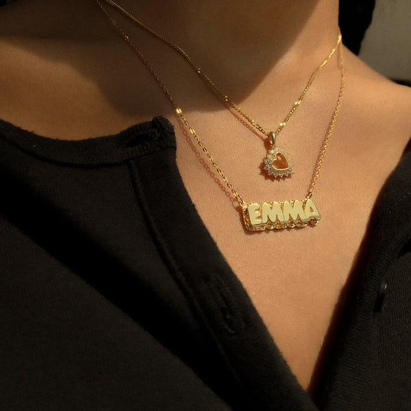 diamond bubble name necklace