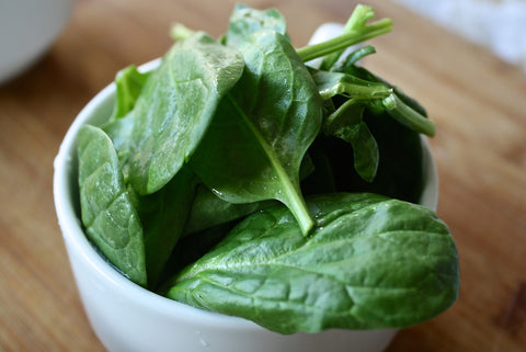 Bowl of spinach, for Ivy Leaf Skincare blog