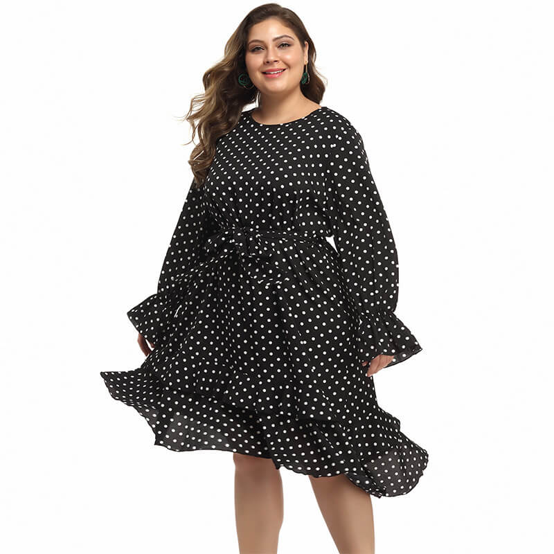 plus size black polka dot dress