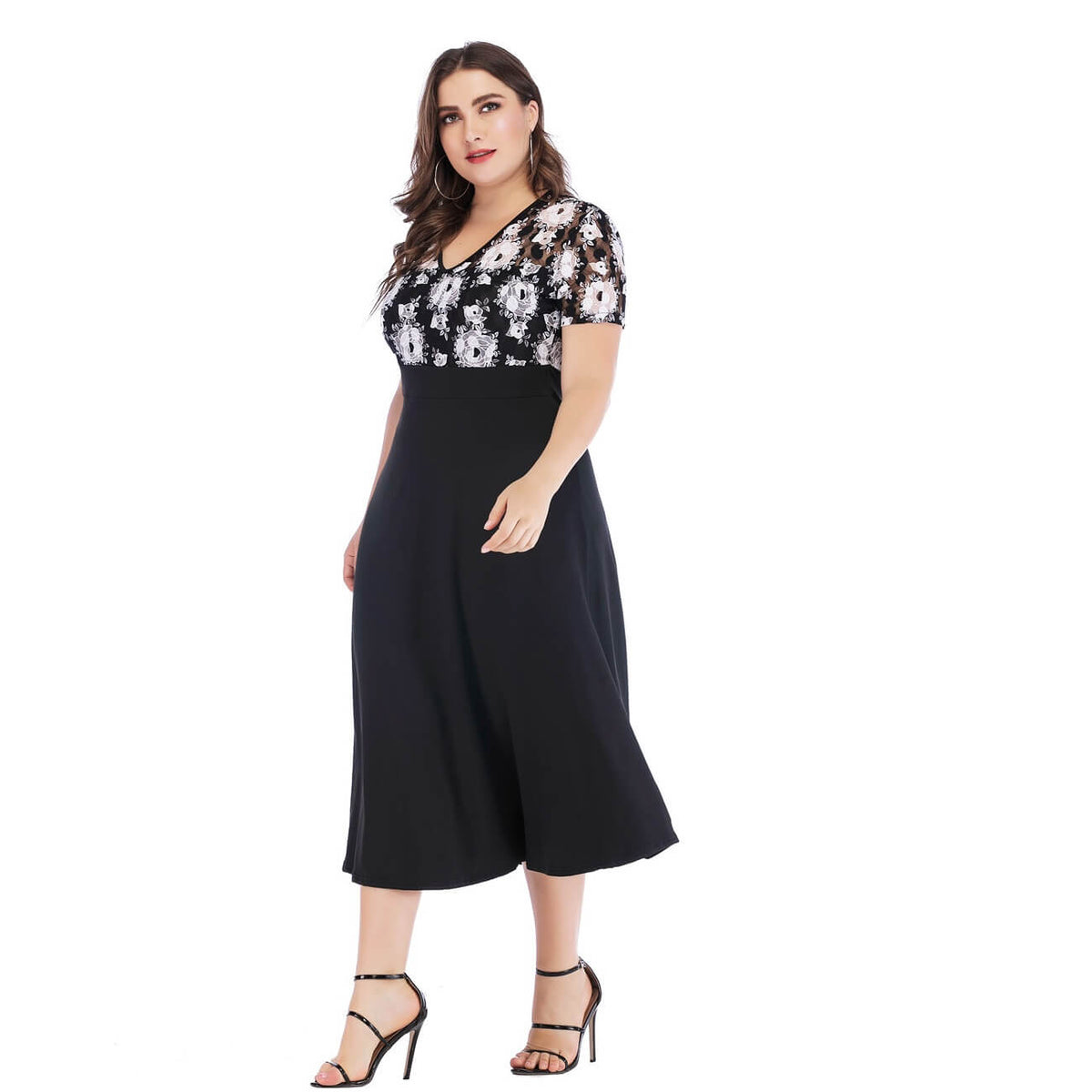 plus size midi swing dress