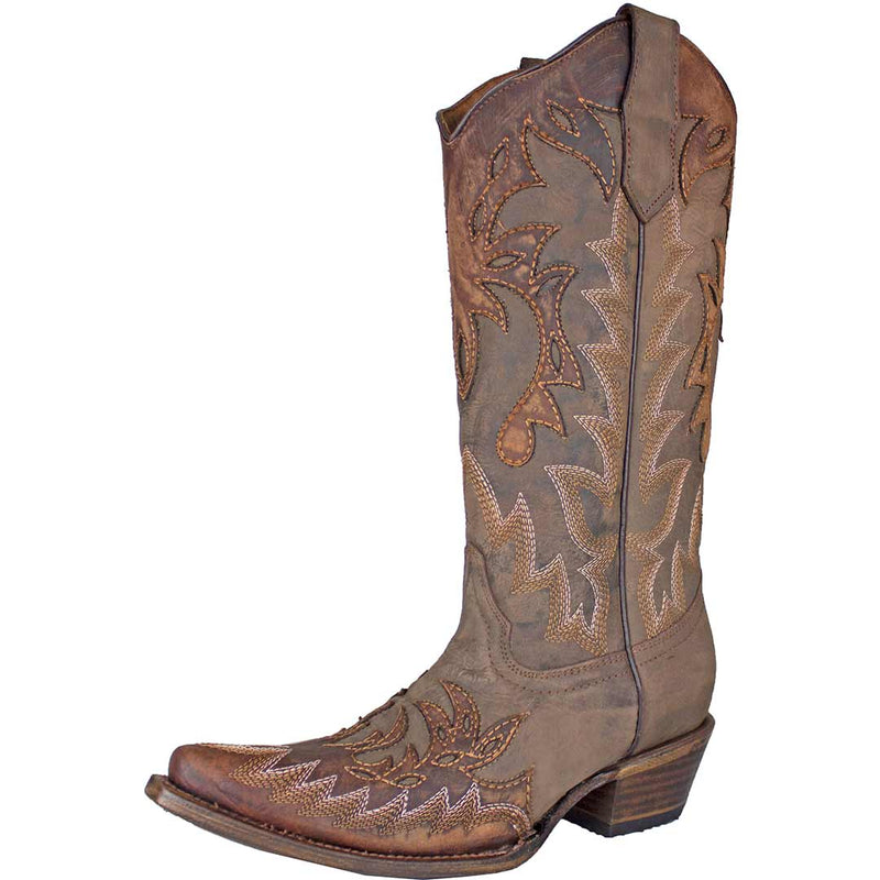 Circle G Women's Overlay & Embroidery Wing Cowgirl Boots
