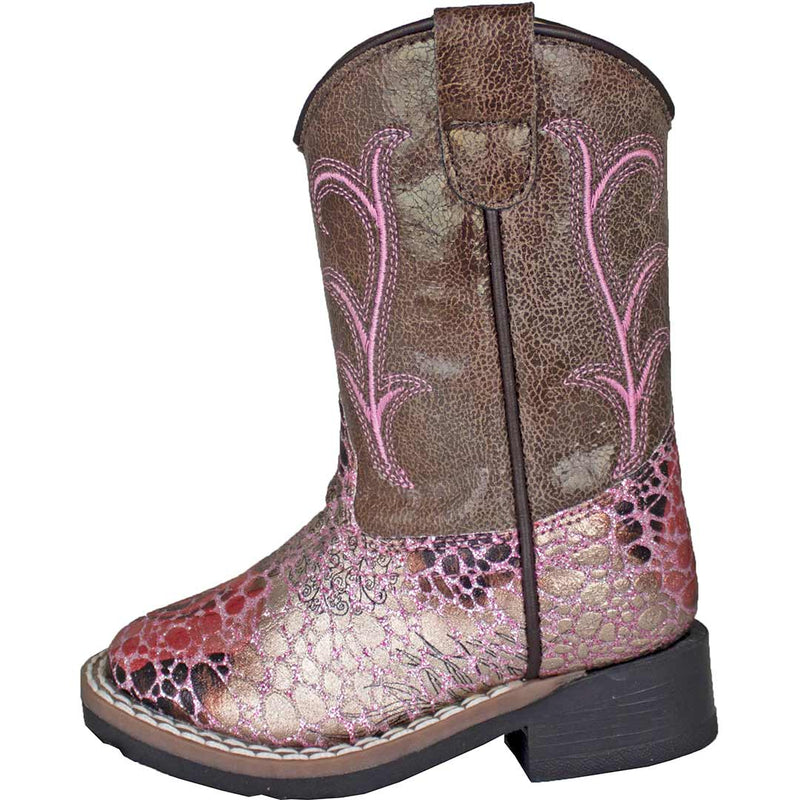 Old West Toddler Girls' Metallic Croc Print Cowgirl Boots