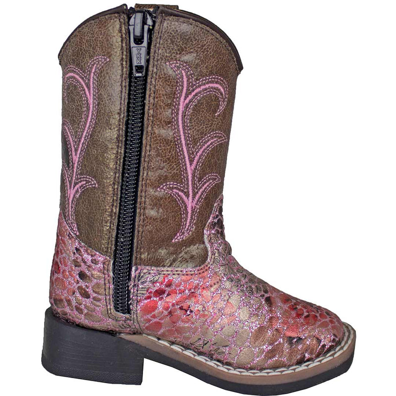Old West Toddler Girls' Metallic Croc Print Cowgirl Boots