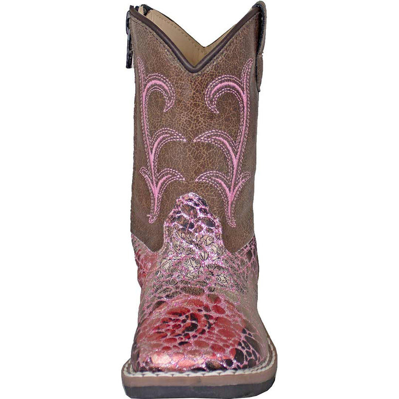 Old West Toddler Girls' Metallic Croc Print Cowgirl Boots