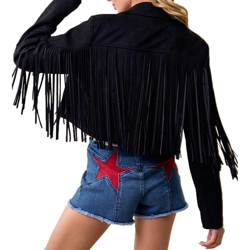 Saints & Hearts Women's Fringe Suede Cropped Jacket