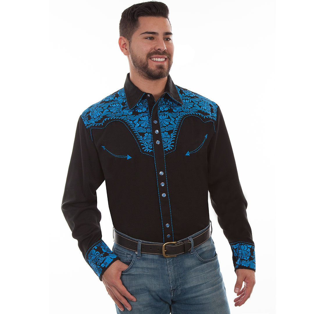 scully floral embroidered western shirt