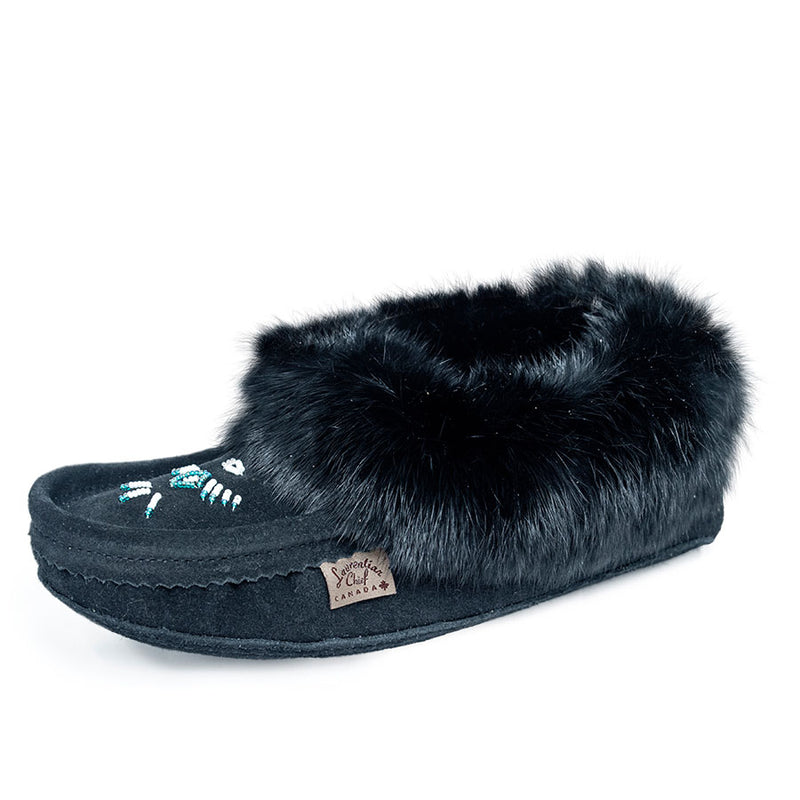 Laurentian Chief Women's Fur Trim Moccasins