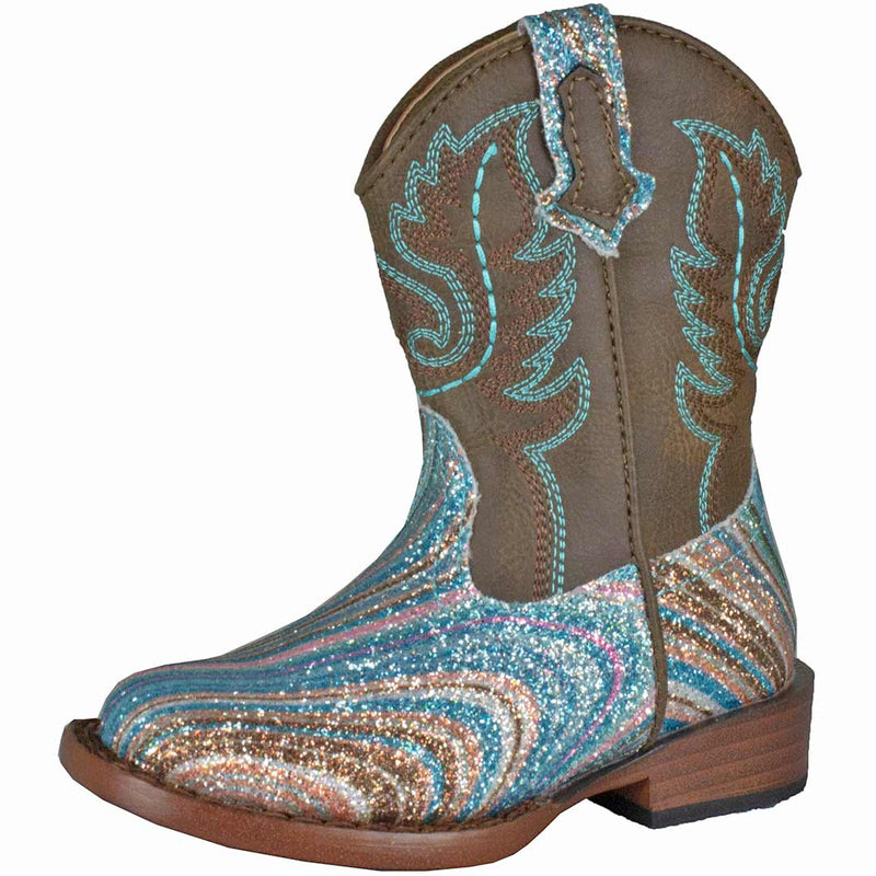 Roper Toddler Girls' Swirly Glitter Vamp Cowgirl Boots