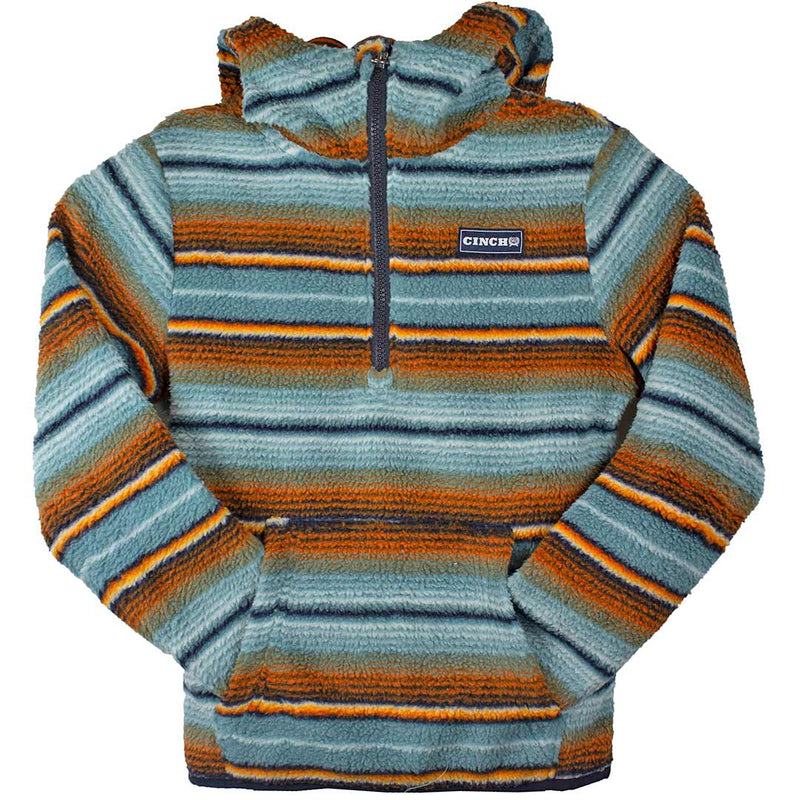 Cinch Boys' Blanket Stripe Sherpa 1/2 Zip Hoodie