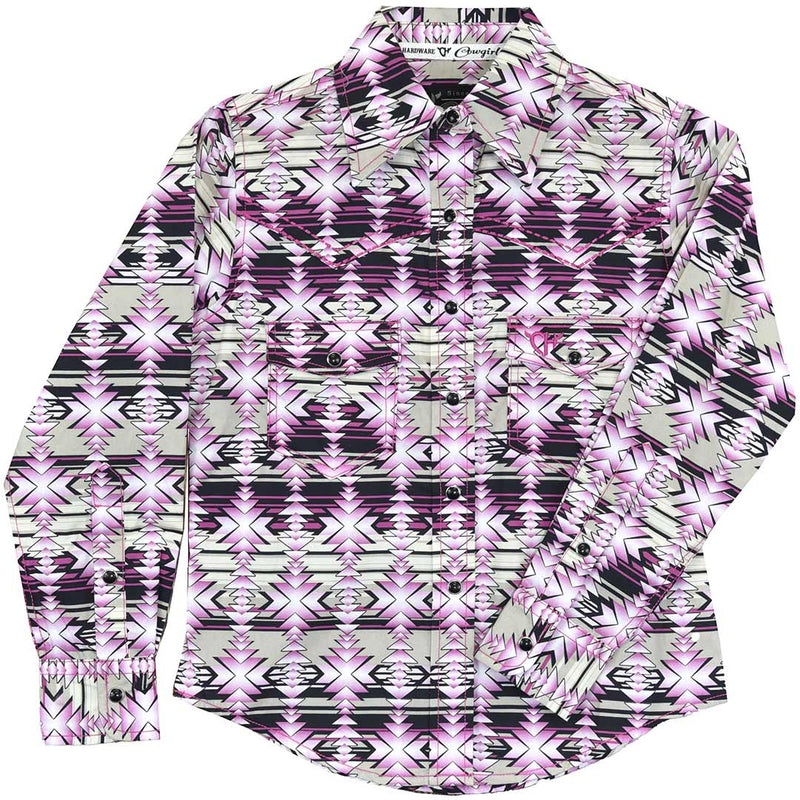 Cowgirl Hardware Girls' Aztec Print Snap Shirt