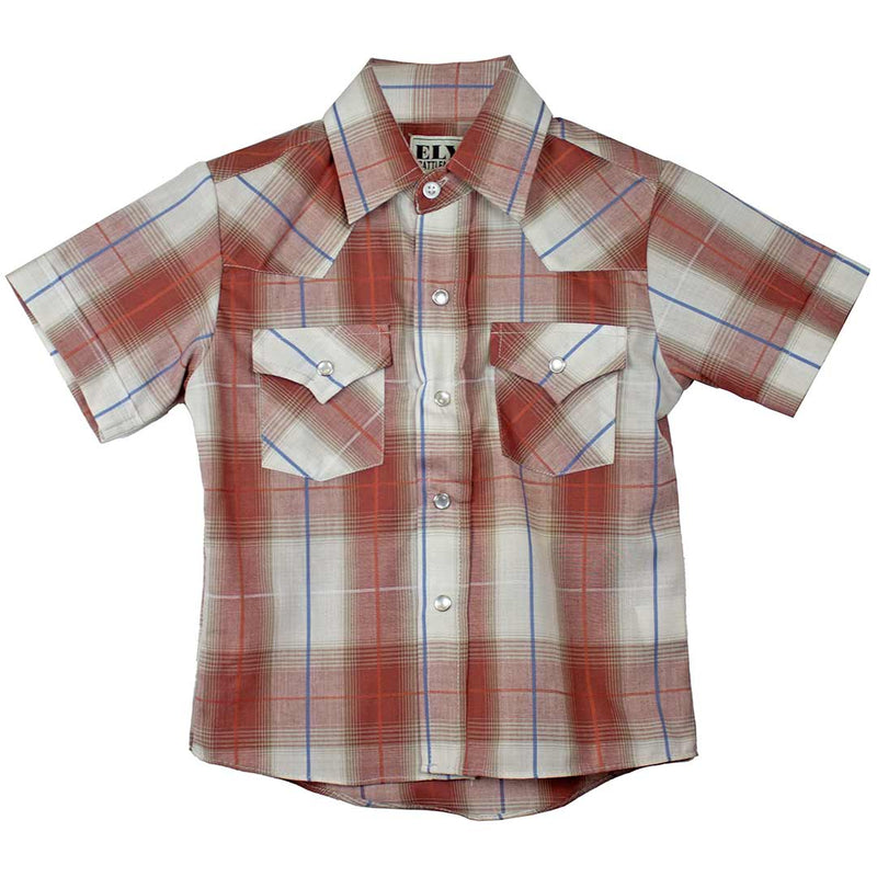 Ely Cattleman Boys' Plaid Print Snap Shirt