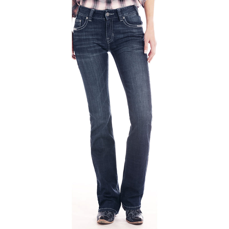 Rock & Roll Denim Women's Embellished Mid Rise Bootcut Jeans