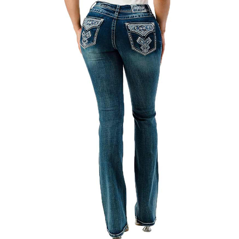 Grace In LA Women's Aztec Easy Bootcut Jeans