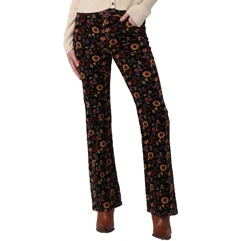 Wrangler Women's Fierce Flare Floral Print Corduroy Jeans