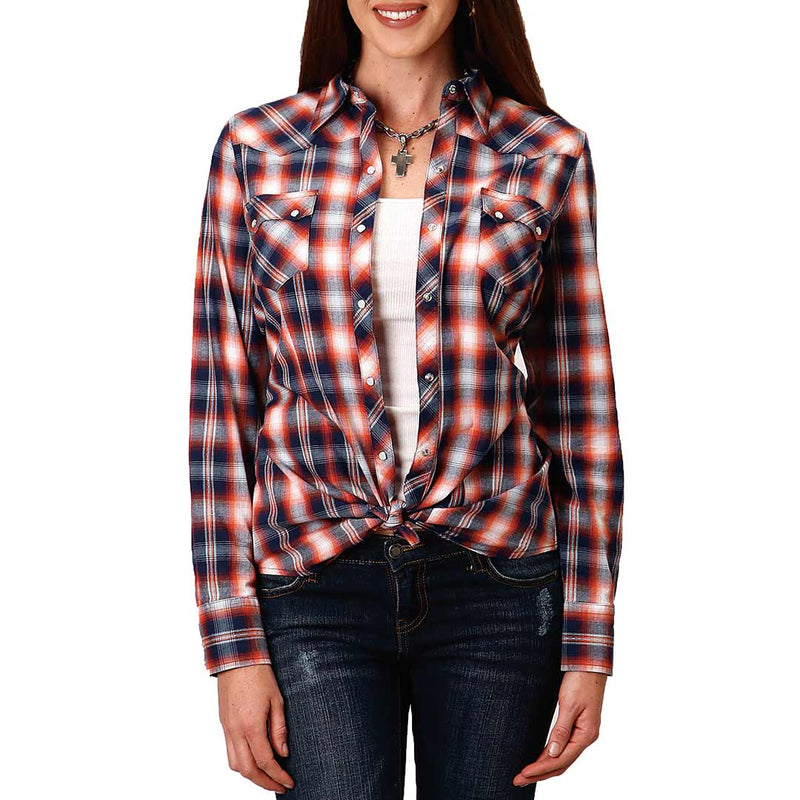 Roper Women's Sawtooth Pocket Plaid Snap Shirt