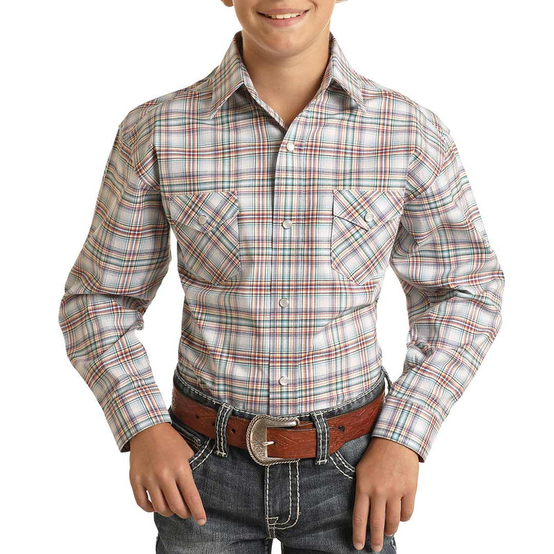 Rough Stock Boys' Plaid Snap Shirt