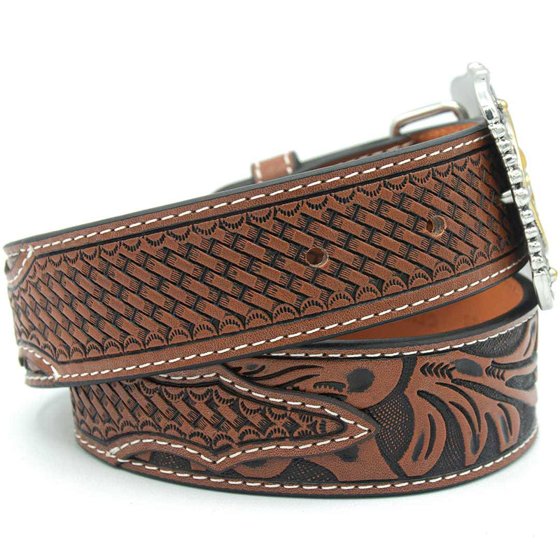 AndWest Kids’ Square Longhorn Tooled Buckle Belt