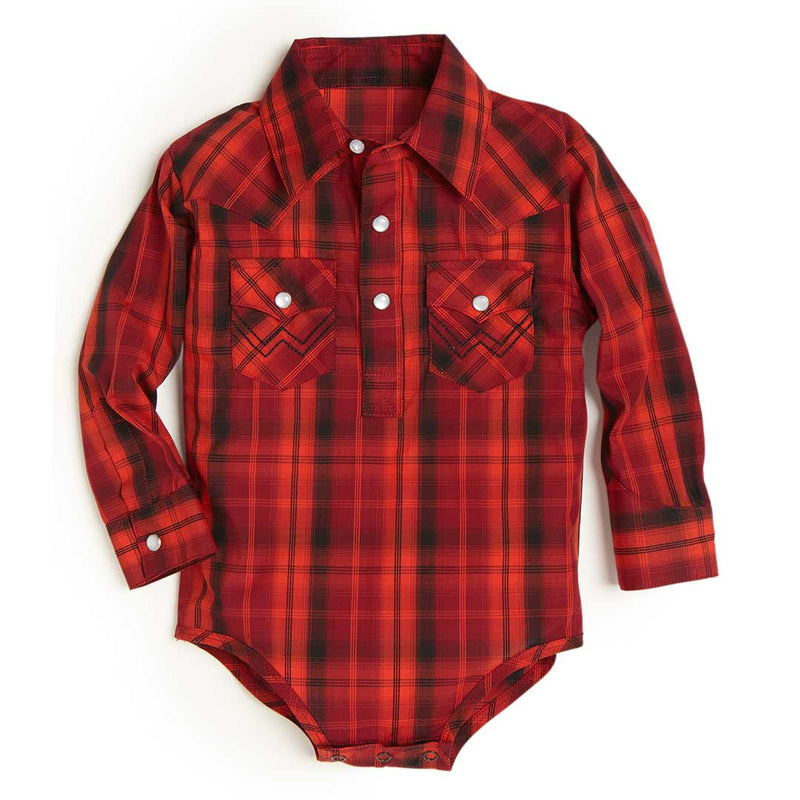 Wrangler Baby Boy's Plaid 1/4 Snap Onesie