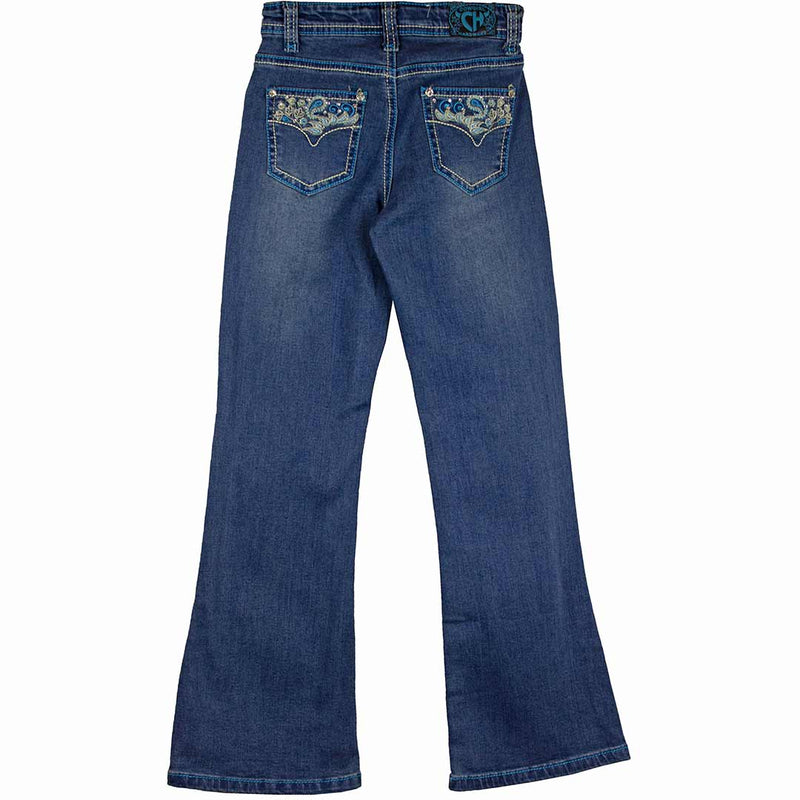 Cowgirl Hardware Girls' Paisley Vine Pocket Bootcut Jeans