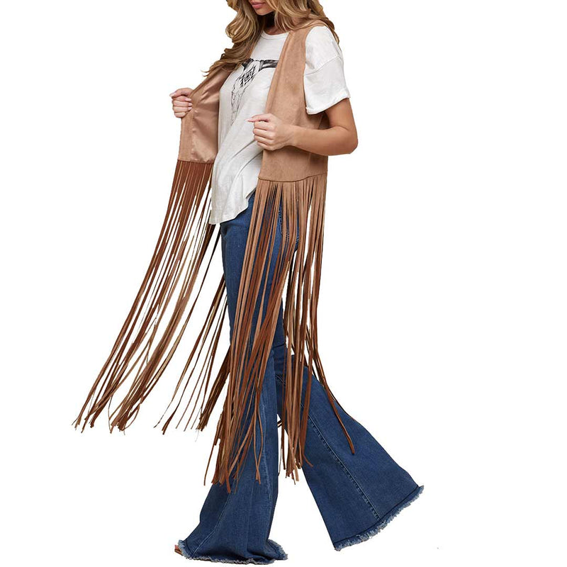 Saints & Hearts Women's Long Fringe Suede Vest