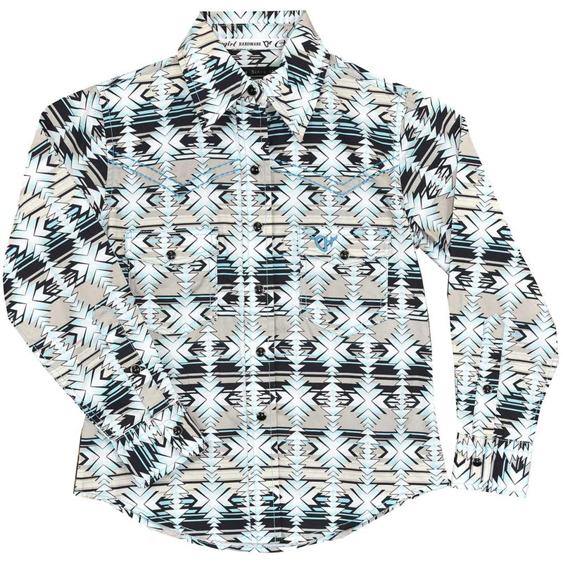 Cowgirl Hardware Girls' Aztec Print Snap Shirt