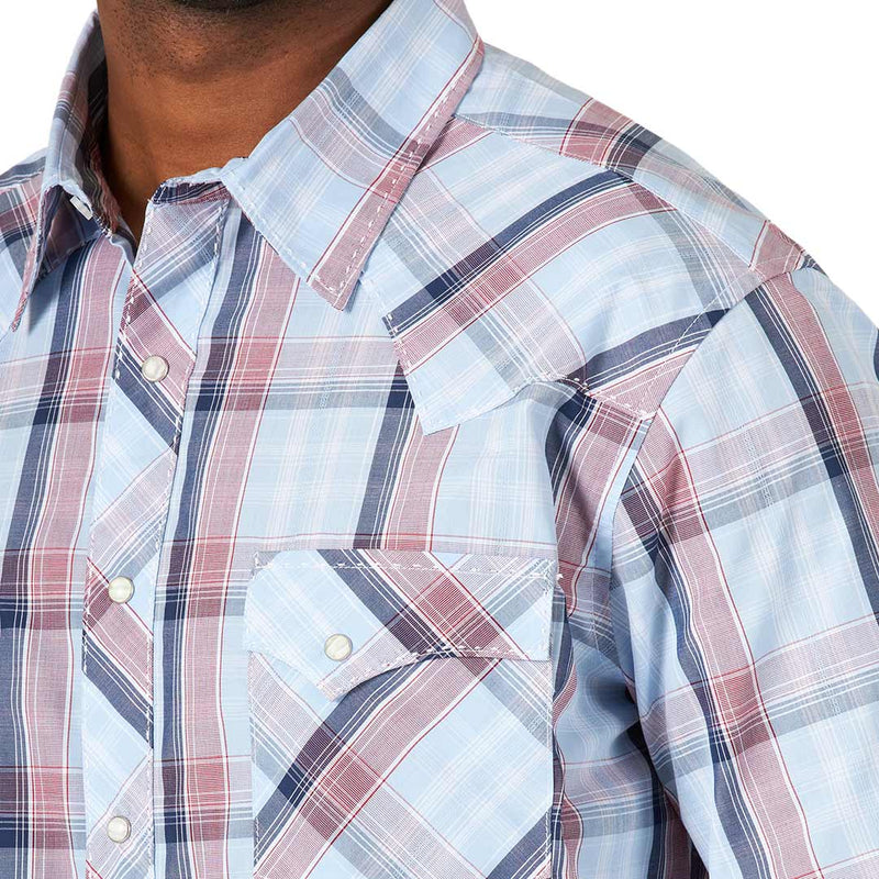 Wrangler Men's Fashion Windowpane Plaid Snap Shirt