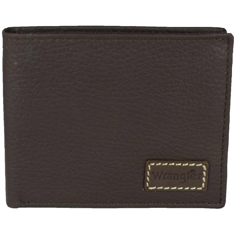 Wrangler Men's Logo Patch Leather Bifold Wallet