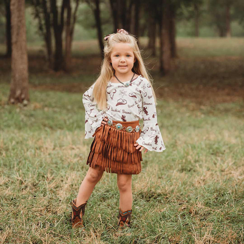 Shea Baby Toddler Girls' Fringe Suede Skirt