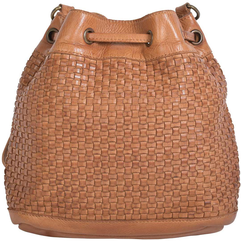 STS Ranchwear Sweet Grass Woven Leather Bucket Bag