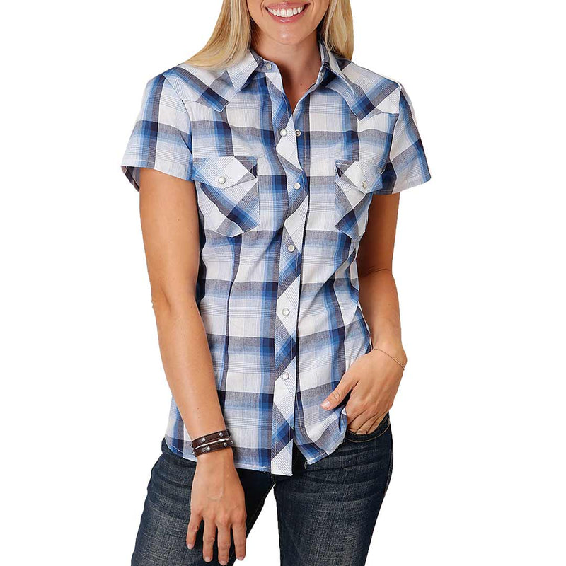 Roper Women's Short Sleeve Plaid Snap Shirt