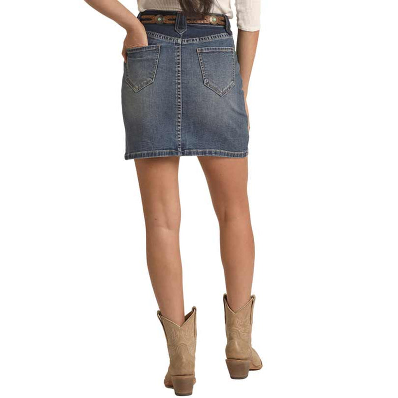 Rock & Roll Denim Extra Stretch Two Tone Jean Skirt