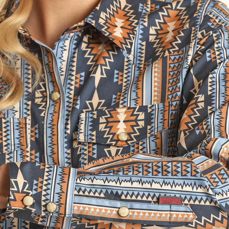 Rock & Roll Cowgirl Women's Aztec Print Snap Shirt