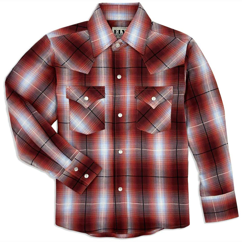 Ely Cattleman Boys' Plaid Snap Shirt