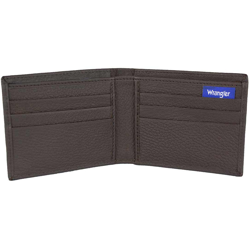 Wrangler Men's Logo Patch Leather Bifold Wallet