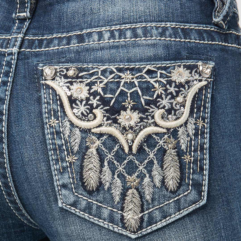 Miss Me Women's Floral Dreamcatcher Bootcut Jeans