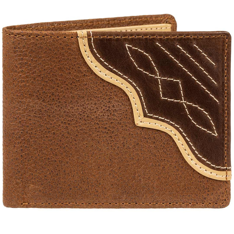 Wrangler Men's Contrast Corner Leather Bifold Wallet