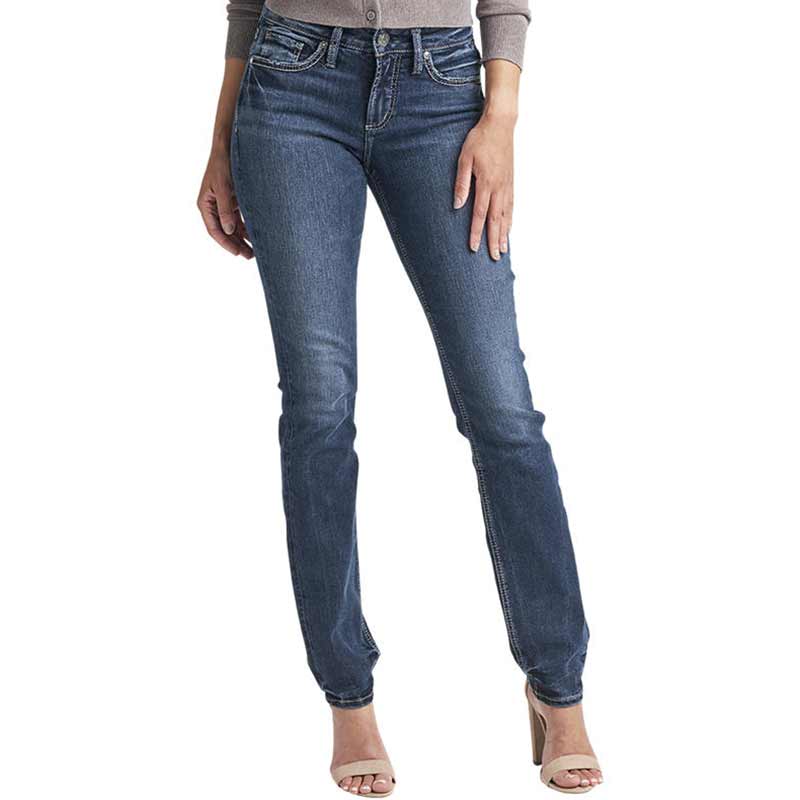 Silver Jeans Women's Suki Mid Rise Straight Leg Jeans