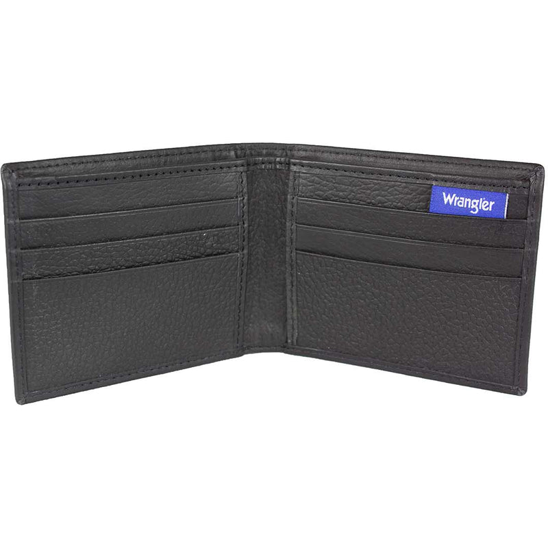 Wrangler Men's Logo Patch Leather Bifold Wallet