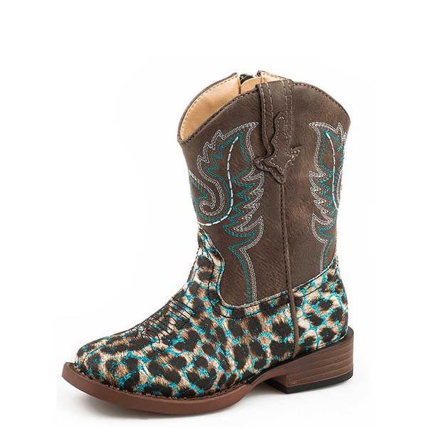 Roper Toddler Girls' Glitter Leopard Cowgirl Boots