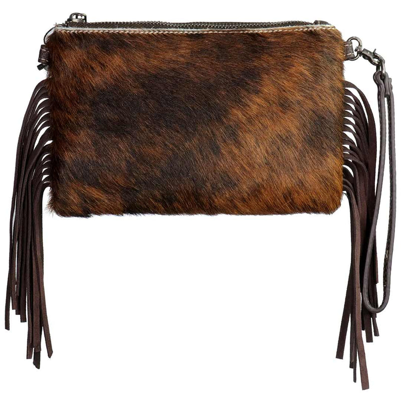 Montana West Hair-On-Hide Leather Fringe Clutch/Crossbody