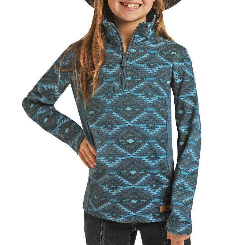 Powder River Outfitters Girls' Aztec 1/4 Zip Sweater