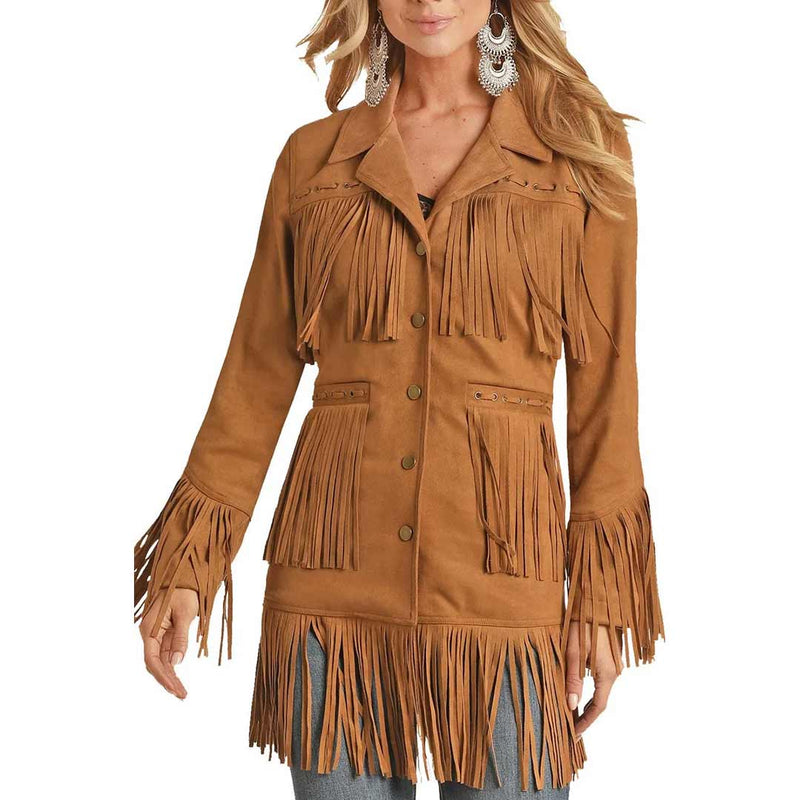 Powder River Outfitters Women's Fringe Micro Suede Snap Jacket